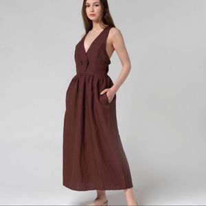 Linen brown sleeveless dress Size L